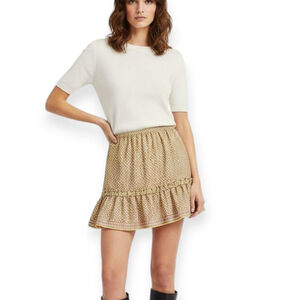 Max Studio Yellow Pattern Swing Skirt Large NWT